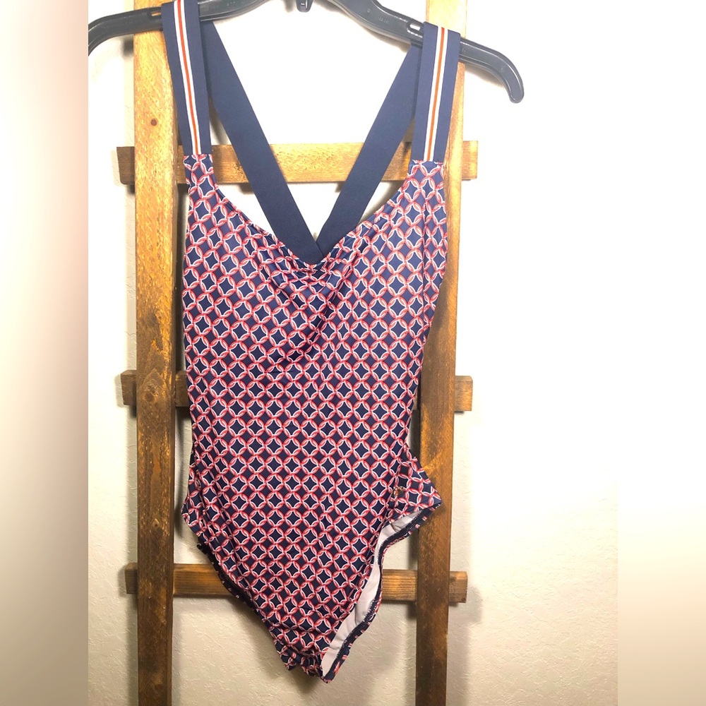 Tommy Hilfiger Red, White and Blue One Piece Bathsuit- Size 14